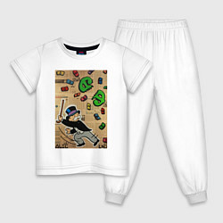 Пижама хлопковая детская MONOPOLY game, цвет: белый