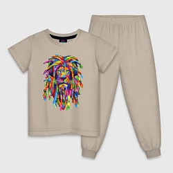 Пижама хлопковая детская Lion dreaD, цвет: миндальный