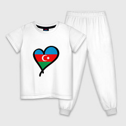 Пижама хлопковая детская Azerbaijan Heart, цвет: белый