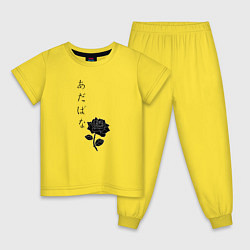 Пижама хлопковая детская РОЗЫ Иероглифы, цвет: желтый