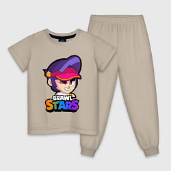 Пижама хлопковая детская FANG BRAWL STARS ФЭНГ АВАТАРКА, цвет: миндальный