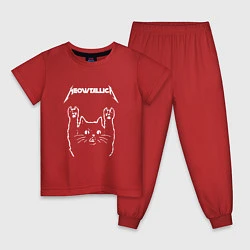Пижама хлопковая детская МЯУТАЛИКА металлика кот, цвет: красный
