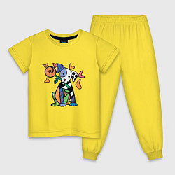 Пижама хлопковая детская Dog Love, цвет: желтый