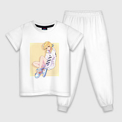 Пижама хлопковая детская Современная Люмин, цвет: белый