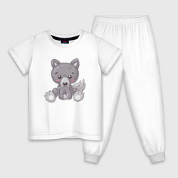 Пижама хлопковая детская Маленький волк, цвет: белый