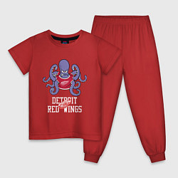 Пижама хлопковая детская Detroit Red Wings, Детройт Ред Уингз Маскот, цвет: красный