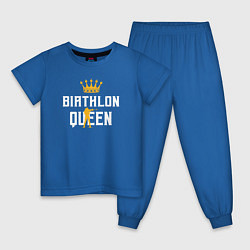 Пижама хлопковая детская Королева биатлона, цвет: синий