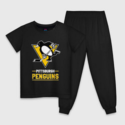 Пижама хлопковая детская Питтсбург Пингвинз , Pittsburgh Penguins, цвет: черный