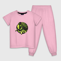 Пижама хлопковая детская Снейк в джунглях, цвет: светло-розовый