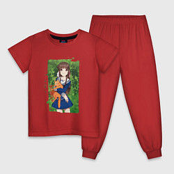 Пижама хлопковая детская Счастливая Тору, цвет: красный