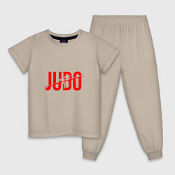 Пижама хлопковая детская Дзюдо - Спорт, цвет: миндальный