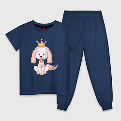Пижама хлопковая детская Собачка с короной, цвет: тёмно-синий