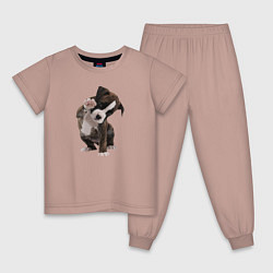 Пижама хлопковая детская Привет, чувак!, цвет: пыльно-розовый