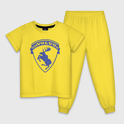 Пижама хлопковая детская VOLVO логотип синий, цвет: желтый