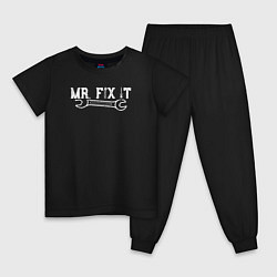 Пижама хлопковая детская Mr FIX IT, цвет: черный