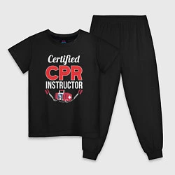 Пижама хлопковая детская Сертифицированный СЛР инструктор, цвет: черный
