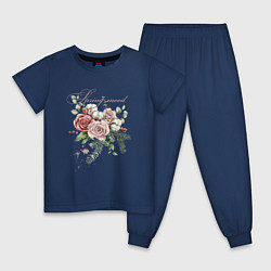 Пижама хлопковая детская Spring mood Flower, цвет: тёмно-синий
