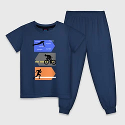 Пижама хлопковая детская Триатлон - плыть, ехать, бежать, цвет: тёмно-синий