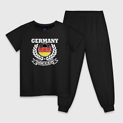 Пижама хлопковая детская Футбол Германия, цвет: черный