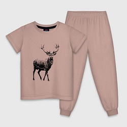 Пижама хлопковая детская Черный олень Black Deer, цвет: пыльно-розовый