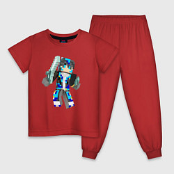 Пижама хлопковая детская Minecraft Warrior!, цвет: красный