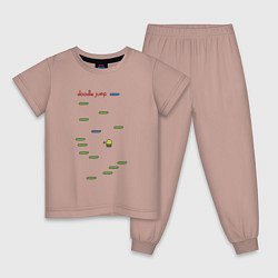 Пижама хлопковая детская Игра Doodle Jump, цвет: пыльно-розовый