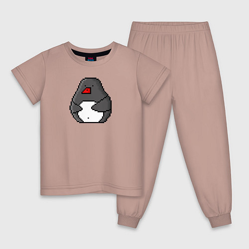 Детская пижама Пиксельный пингвин / Пыльно-розовый – фото 1