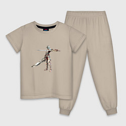 Пижама хлопковая детская Танцующий с мечами, цвет: миндальный