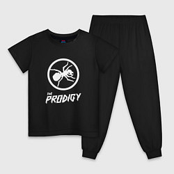 Пижама хлопковая детская Prodigy логотип, цвет: черный