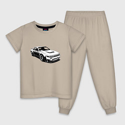 Пижама хлопковая детская Nissan Silvia S13 RB, цвет: миндальный