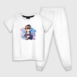 Пижама хлопковая детская Shouko Komi, цвет: белый
