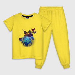 Пижама хлопковая детская Зомби рыбак, цвет: желтый