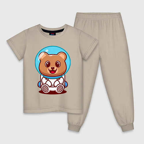 Детская пижама Медведь космонавт в скафандре / Миндальный – фото 1