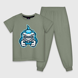 Пижама хлопковая детская Shark player, цвет: авокадо