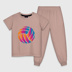 Пижама хлопковая детская Ball Volleyball, цвет: пыльно-розовый
