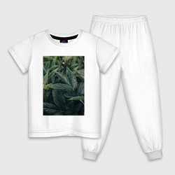 Пижама хлопковая детская Роса На Листьях, цвет: белый