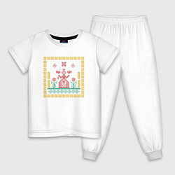 Пижама хлопковая детская Макошь Славянская Богиня Судьбы, цвет: белый