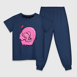 Пижама хлопковая детская Влюбленный розовый слон, цвет: тёмно-синий
