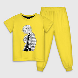 Пижама хлопковая детская Майки Красавчик Токийские Мстители, цвет: желтый