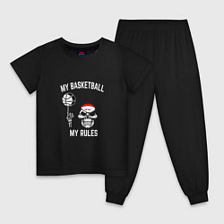 Пижама хлопковая детская Мой баскетбол - мои правила, цвет: черный