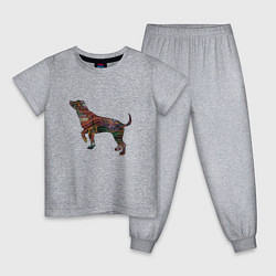 Пижама хлопковая детская Образ собаки линиями, цвет: меланж
