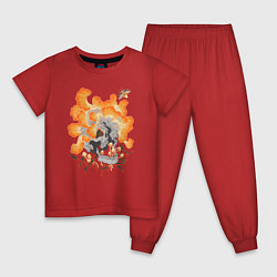 Пижама хлопковая детская Cordyceps, цвет: красный
