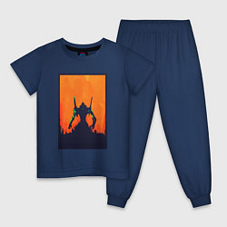 Пижама хлопковая детская Neon Genesis Evangelion eva 01, цвет: тёмно-синий