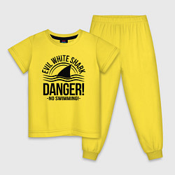 Пижама хлопковая детская Danger No swiming Evil White Shark, цвет: желтый