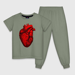 Пижама хлопковая детская Сердце анатомическое, цвет: авокадо