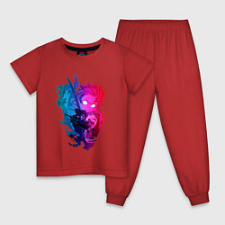Пижама хлопковая детская Танджиро Камадо в ярости Клинок рассекающий демоно, цвет: красный
