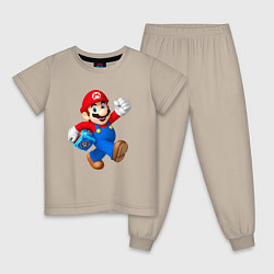 Пижама хлопковая детская Super Mario Hero!, цвет: миндальный
