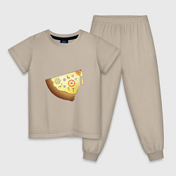 Пижама хлопковая детская Пицца в стиле стимпанк, цвет: миндальный