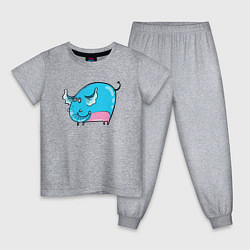 Пижама хлопковая детская Большой голубой слон, цвет: меланж