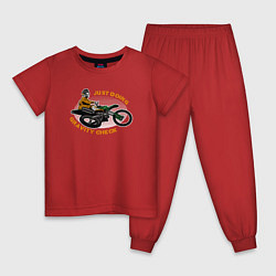 Пижама хлопковая детская Мотокросс Экстрим, цвет: красный